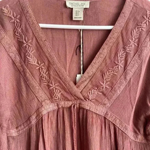 🆕Rachel Zoe Boho Mauve Flowy Babydoll Top S🆕 - Picture 5 of 10